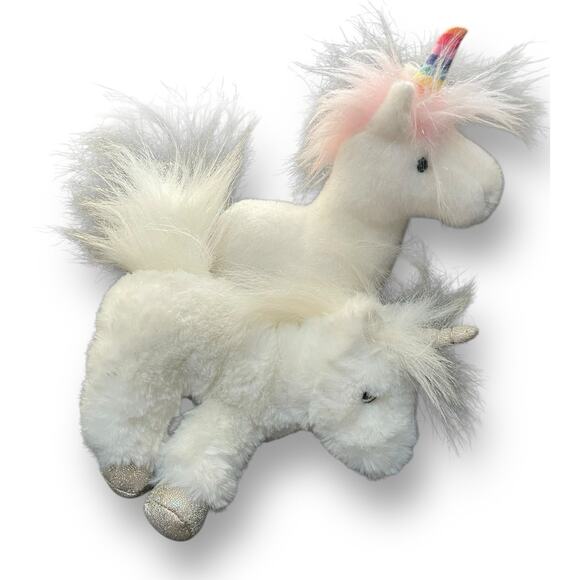 Douglas Unicorn Plush Elodie White & Senna Rainbow Nursery Decor 9” Lot of 2 - Picture 4 of 15